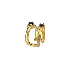 Load image into Gallery viewer, Ear cuff Dread Lock Bead Messing gold Onyx Bögen - chic - net.de
