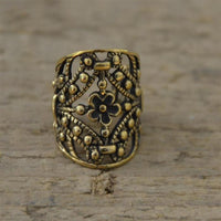 Load image into Gallery viewer, Ear cuffs verschnörkeltes Muster Blumen Messing gold - chic - net.de
