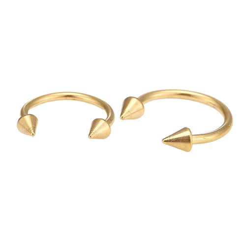 Edelstahl Circular Barbel Piercing mit Cones goldfarben Hufeisen - chic - net.de