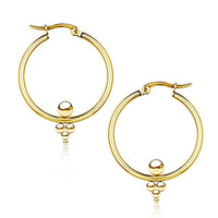 Cargar imagen en el visor de la galería, Edelstahl Creolen - Clusterohrringe in PVD Goldbeschichtung - chic - net.de
