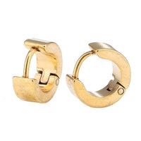 Cargar imagen en el visor de la galería, Edelstahl Creolen Ohrring gold Farben schlicht 7 mm breit Klippverschluss - chic - net.de
