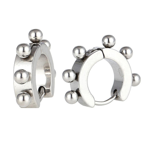 Edelstahl Creolen Ohrring silber Farben Kugeln Klippverschluss - chic - net.de