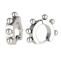 Load image into Gallery viewer, Edelstahl Creolen Ohrring silber Farben Kugeln Klippverschluss - chic - net.de
