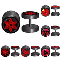 Cargar imagen en el visor de la galería, Fake Plug Piercing Edelstahl 10mm Ohrstecker Sharingan
