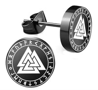 Cargar imagen en el visor de la galería, Edelstahl Ohrstecker schwarz 8-10mm Viking Celtic Nordic

