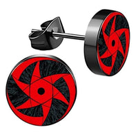Load image into Gallery viewer, Edelstahl Ohrstecker schwarz rot 8mm Sharingan Auge
