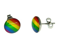 Load image into Gallery viewer, Edelstahl Ohrstecker bunt Regenbogen rund 10mm
