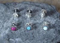 Load image into Gallery viewer, Ohrstecker 925 Silber Opal E-Coat oxidiert Zacken
