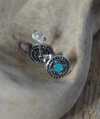 Load image into Gallery viewer, Ohrstecker 925 Silber Herzen E-Coat Epoxid grün schwarz
