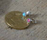 Load image into Gallery viewer, Ohrstecker 925 Silber Opal E-Coat oxidiert Muschel
