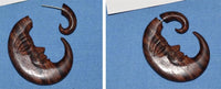 Load image into Gallery viewer, Fake Holz Piercing Halbmond Gesicht Steckverschluss braun gemasert Ohrring - chic - net.de
