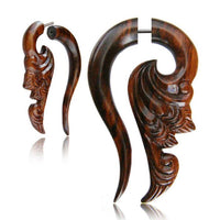 Load image into Gallery viewer, Fake Holz Piercing Narra Wood Wellen Bogen Edelstahl Ohrstecker Organic Tribal - chic - net.de
