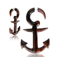 Load image into Gallery viewer, Fake Holz Piercing Narraholz Anker Chirurgenstahl Ohrstecker Organic Tribal - chic - net.de
