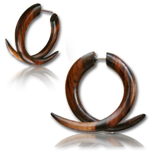 Fake Holz Piercing Schlaufe Narra Wood Plug nickelfrei Edelstahl Ohrstecker Organic Tribal - chic - net.de
