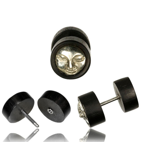 Fake Holz Plug Piercing Edelstahl Mondgesicht White Brass Arangholz - chic - net.de