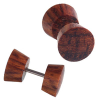 Load image into Gallery viewer, Fake Holz Plug Tamarindenholz Schraubverschluss dunkelbraun Maserung natürlich Piercing - chic - net.de
