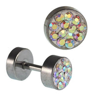 Load image into Gallery viewer, Fake Piercing Edelstahl bunt schimmernde Mini Zirkonia Steine 5 mm - chic - net.de
