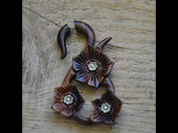 Load image into Gallery viewer, Fake Piercing Edelstahl Holz braun Brass Blümchen - chic - net.de
