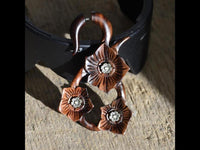 Load image into Gallery viewer, Fake Piercing Edelstahl Holz braun Brass Blümchen - chic - net.de
