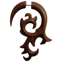 Load image into Gallery viewer, Fake Piercing Edelstahl Holz Flames Dehnschnecke - chic - net.de
