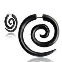 Load image into Gallery viewer, Fake Piercing Edelstahl Holz schwarz XL Spirale - chic - net.de
