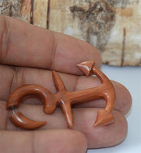 Load image into Gallery viewer, Fake Piercing Edelstahl Rosenholz Anker - chic - net.de
