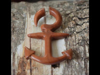 Load image into Gallery viewer, Fake Piercing Edelstahl Rosenholz Anker - chic - net.de
