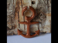 Load image into Gallery viewer, Fake Piercing Edelstahl Rosenholz Anker - chic - net.de
