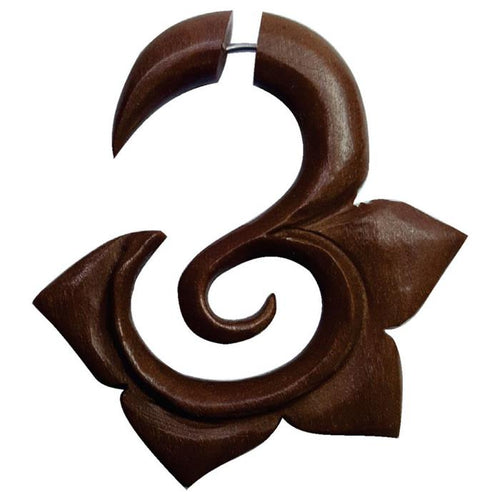 Fake Piercing Edelstahl Rosenholz Blume Spirale - chic - net.de