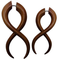 Load image into Gallery viewer, Fake Piercing Edelstahl Rosenholz Bogen gewunden - chic - net.de
