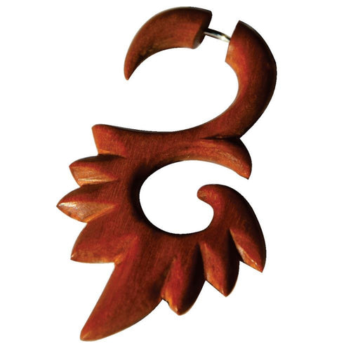 Fake Piercing Edelstahl Rosenholz Feuer Spirale - chic - net.de