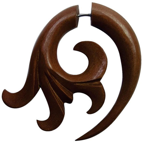 Fake Piercing Edelstahl Rosenholz Ornament Bogen - chic - net.de