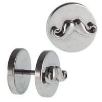 Load image into Gallery viewer, Fake Piercing Edelstahl Rund Platten Schnurrbart Moustache Schraubverschluss silbern - chic - net.de
