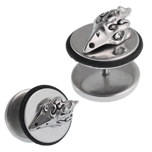 Fake Piercing Edelstahl Runde Platten Adlerkopf Schraubverschluss Expander silbern - chic - net.de