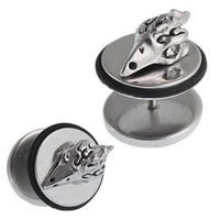 Load image into Gallery viewer, Fake Piercing Edelstahl Runde Platten Adlerkopf Schraubverschluss Expander silbern - chic - net.de
