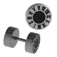 Load image into Gallery viewer, Fake Piercing Edelstahl schwarzer Kreis römische Zahlen Rand klein 7 mm - chic - net.de
