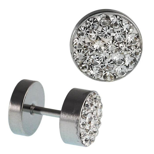 Fake Piercing Edelstahl weiß schimmernde Mini Zirkonia Steine 7 mm - chic - net.de