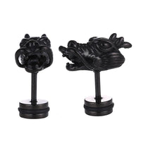Load image into Gallery viewer, Fake Piercing Expander Chinesicher Drachen Kopf schwarz Schraubverschluss Edelstahl - chic - net.de
