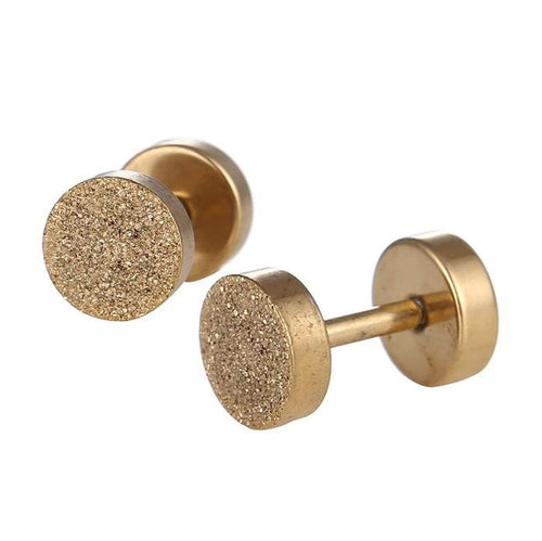 Fake Piercing Expander Glitzer Oberfläche goldfarben 6mm Schraubverschluss Edelstahl - chic - net.de