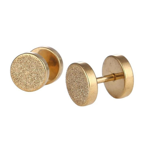 Fake Piercing Expander Glitzer Oberfläche goldfarben 9mm Schraubverschluss Edelstahl - chic - net.de