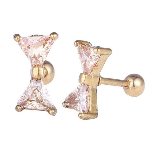 Fake Piercing Expander gold Farben Schleife Zirkonia orange Schaubverschluss Edelstahl - chic - net.de