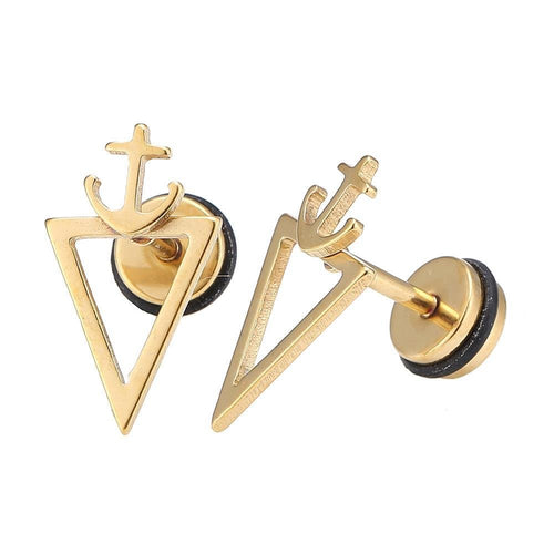 Fake Piercing Expander gold Farben spitzes Dreieck Anker Schaubverschluss Edelstahl - chic - net.de