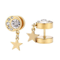 Load image into Gallery viewer, Fake Piercing Expander goldfarben 6 Zirkonia Stein weiß Stern Anhänger - chic - net.de
