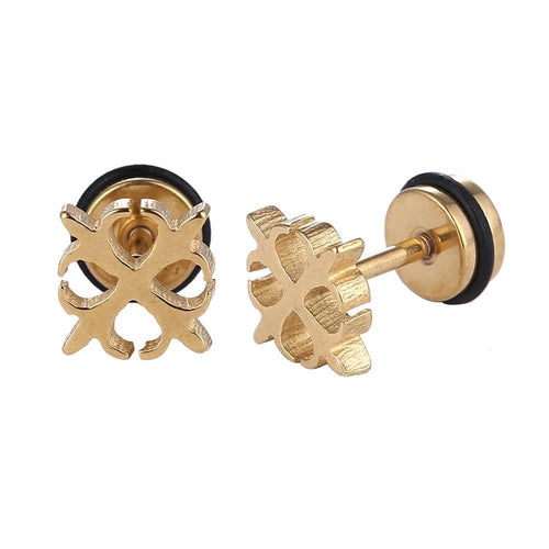 Fake Piercing Expander goldfarben Kreis Schwertlilie Schraubverschluss Edelstahl - chic - net.de