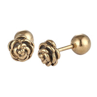 Load image into Gallery viewer, Fake Piercing Expander goldfarben Rosenblätter Schaubverschluss Edelstahl - chic - net.de

