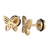 Load image into Gallery viewer, Fake Piercing Expander goldfarben Schmetterling Schaubverschluss Edelstahl - chic - net.de
