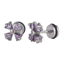 Load image into Gallery viewer, Fake Piercing Expander Kreuz Schleife Zirkonia lila Schaubverschluss Edelstahl - chic - net.de
