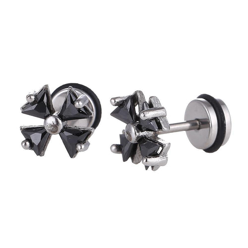 Fake Piercing Expander Kreuz Schleife Zirkonia schwarz Schaubverschluss Edelstahl - chic - net.de
