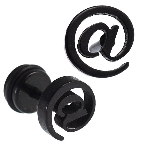 Fake Piercing Expander schwarz @ Zeichen Schaubverschluss Edelstahl - chic - net.de