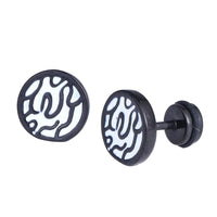 Cargar imagen en el visor de la galería, Fake Piercing Expander schwarz Flächenmuster schwarz weiß Schaubverschluss Edelstahl - chic - net.de
